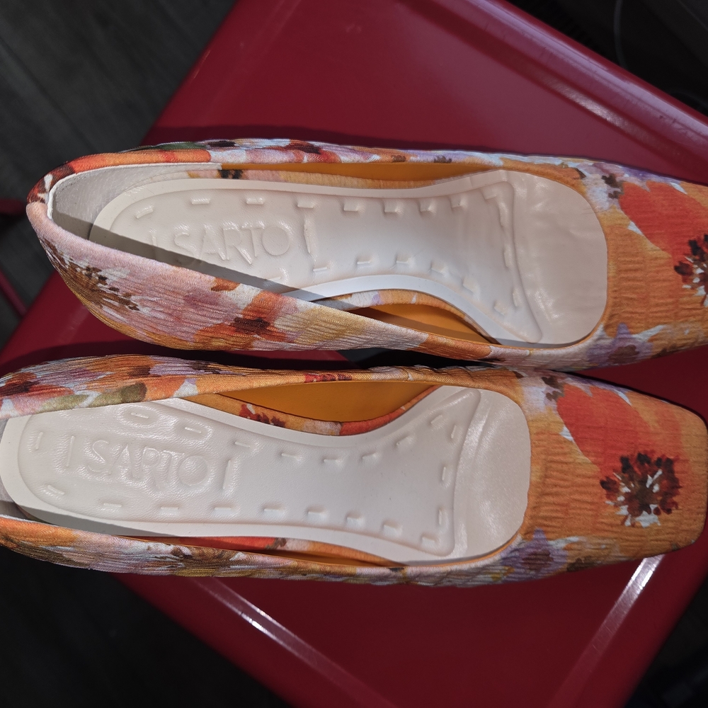Franco Sarto Orange Floral Heels